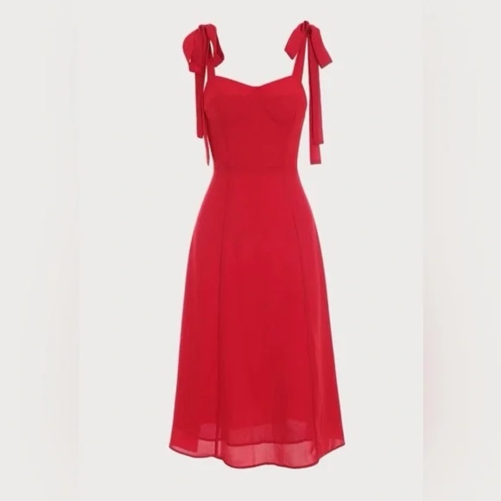 NWT Rihoas Elegant Red Sleeveless Dress Bow Tie Straps